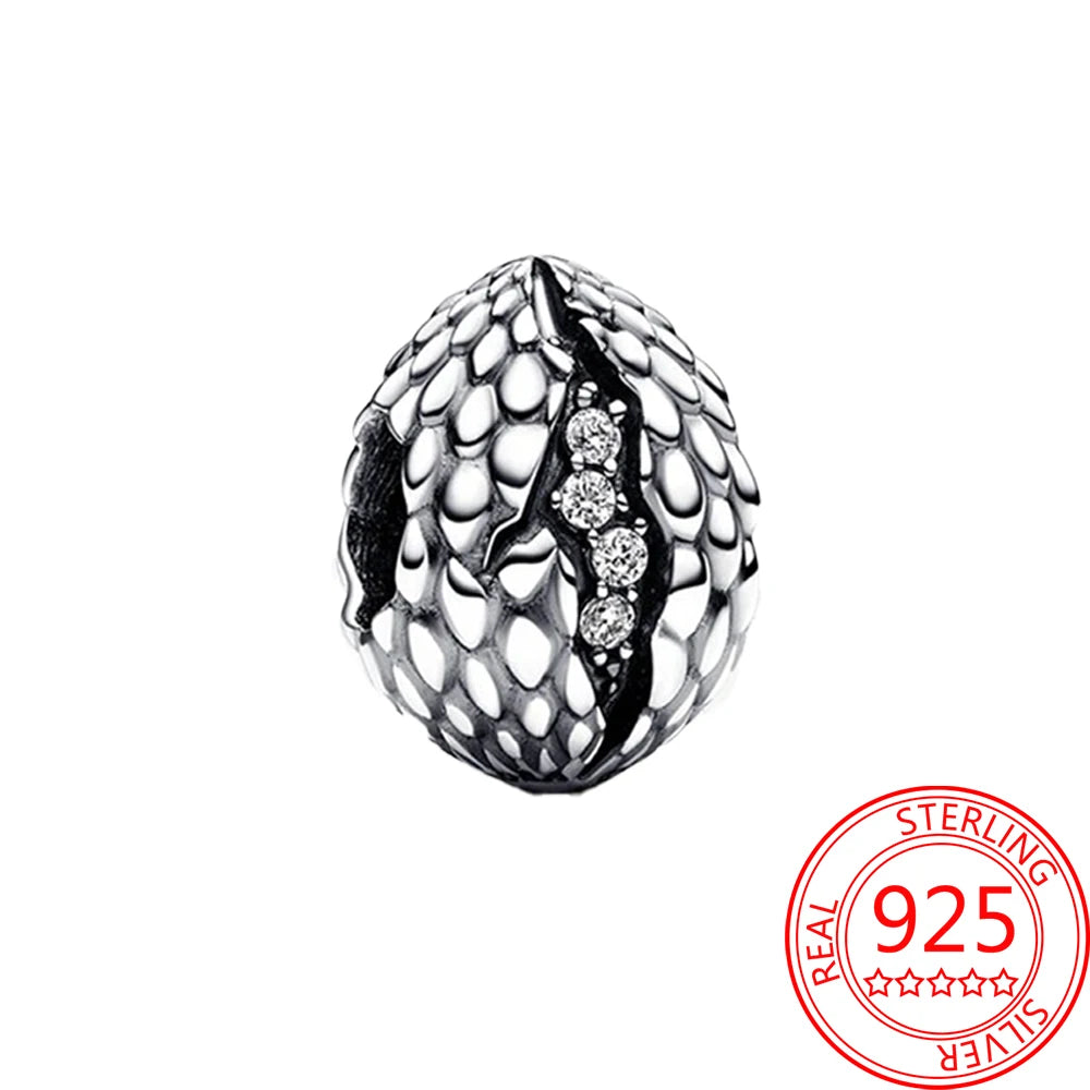 Game Theme 925 Sterling Silver Flying Dragon&Egg&Throne&Night Light Heart&Ice Fire Bead&Wolf Head&Magic Flower Monster Charm