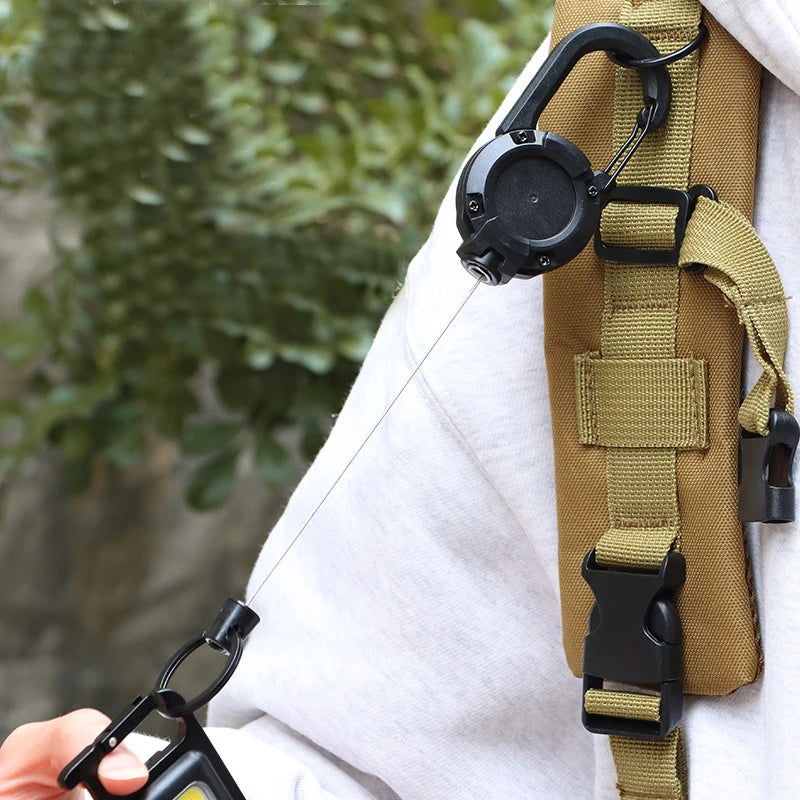 Heavy Duty Retractable Badge Reel Anti-theft Metal Easy-to-pull Buckle Rope Elastic Keychain Sporty Retractable Key Ring Tools