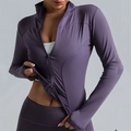 Fashion Zipper Sports Jacket Women's Long Sleeve Running Fitness Tight Top Solid Yoga Quick Drying Coat Casual Simple Clothing
