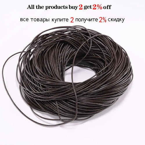 2/5 Meters/Lot 1-6mm Genuine Cow Leather Round Thong Cord DIY Bracelet Findings Rope String For Jewelry Making