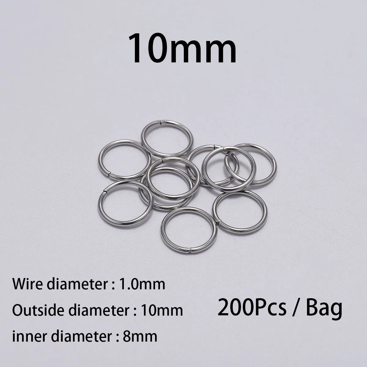 200Pcs 3-10mm Stainless Steel Split Ring Open Single Loops Jump Rings Connectors for DIY Jewelry Making Findings Accessories