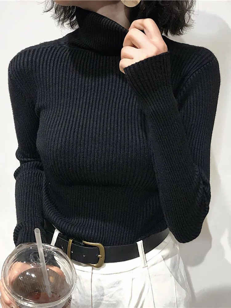 Turtleneck Sweater Womens 2025 Autumn Winter Tops Korean Slim Women Pullover Jumper Knitted Sweater Pull Femme Hiver Truien