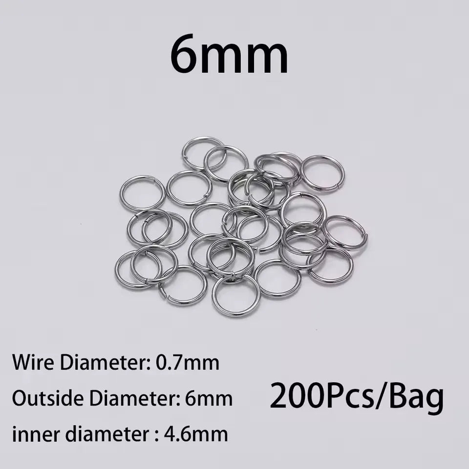 200Pcs 3-10mm Stainless Steel Split Ring Open Single Loops Jump Rings Connectors for DIY Jewelry Making Findings Accessories
