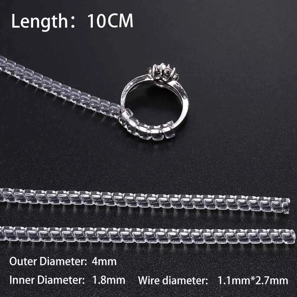 4pcs/lot Transparent Spiral Based Ring Tools Spring Coil Ring Size Adjuster Guard Tightener Reducer Resizing Tool For Jewelry