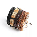 20Pcs Braided Leather Bracelets for Men Women Wrap Wood Beads Cuff Bracelet Hemp Cords Ethnic Tribal Handmade Wrap Wristband Bra