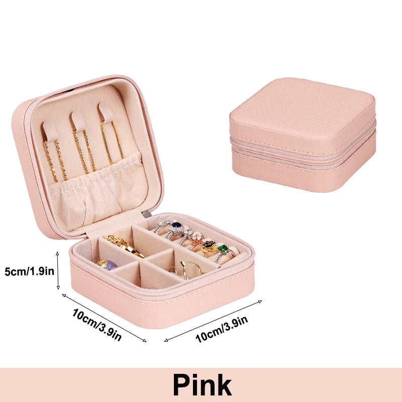 Wunionup Portable Mini Jewelry Travel Case PU Leather Organizer Box Jewelry Storage Holder for Girls Womens Earring, Necklace