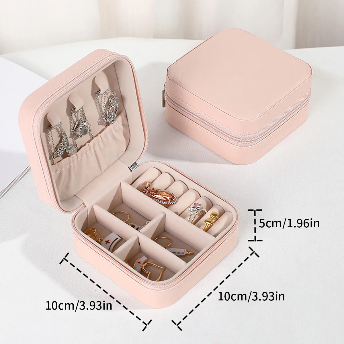 Wunionup Portable Mini Jewelry Travel Case PU Leather Organizer Box Jewelry Storage Holder for Girls Womens Earring, Necklace