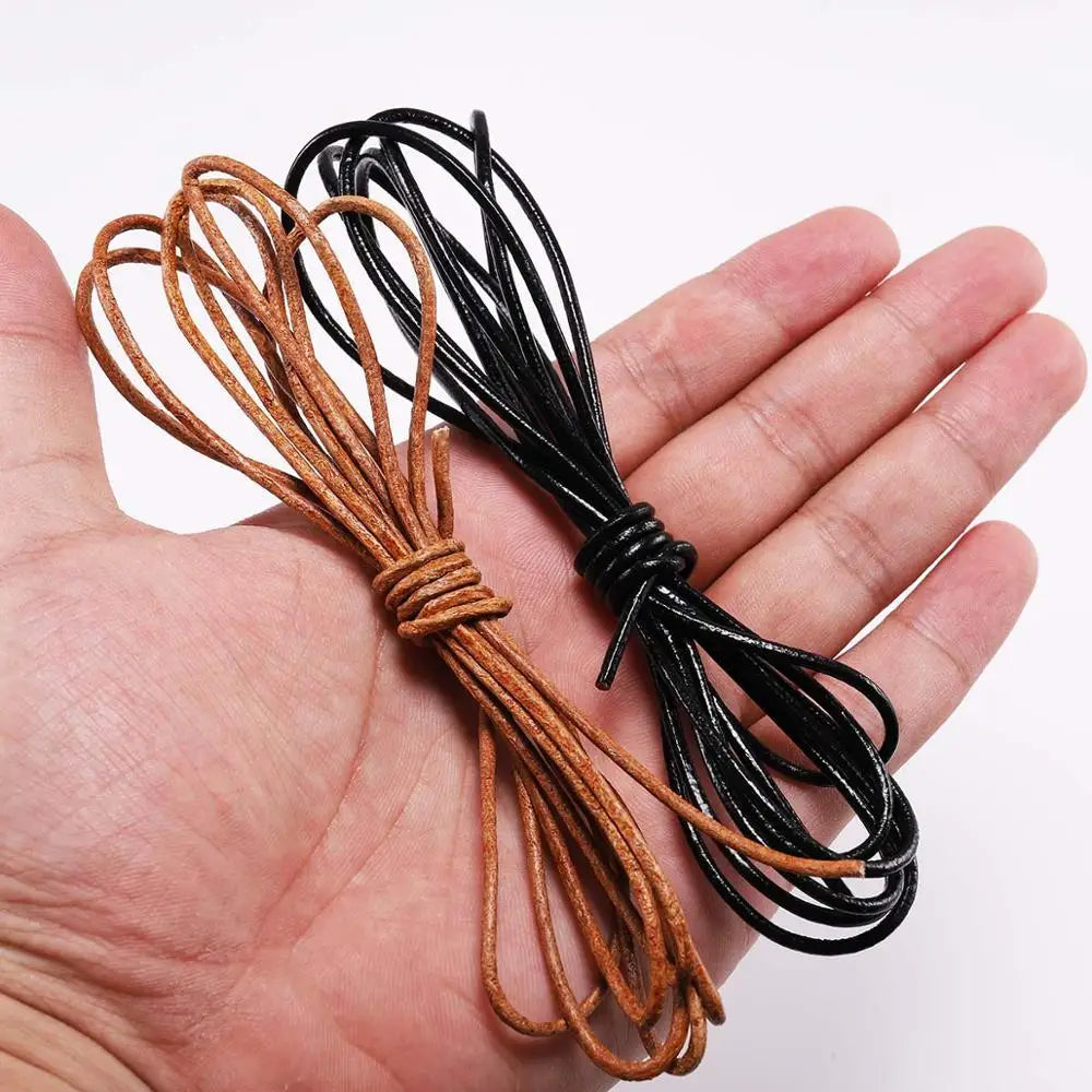 2/5 Meters/Lot 1-6mm Genuine Cow Leather Round Thong Cord DIY Bracelet Findings Rope String For Jewelry Making