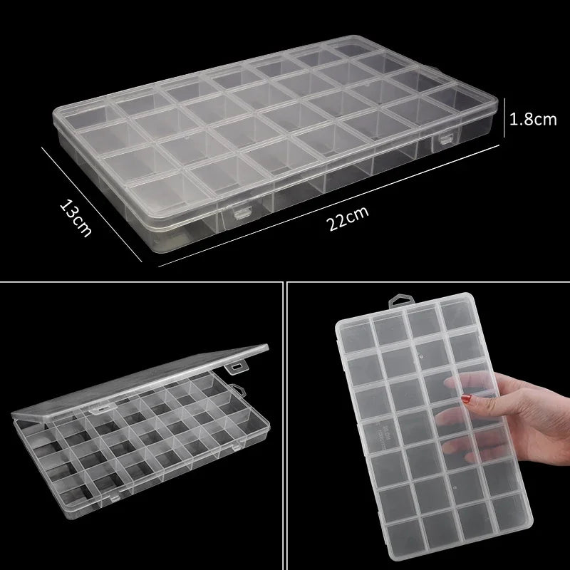 Transparent Plastic Storage Jewelry Box Compartment Adjustable Container For Beads Earring Box For Jewelry Rectangle Box Case