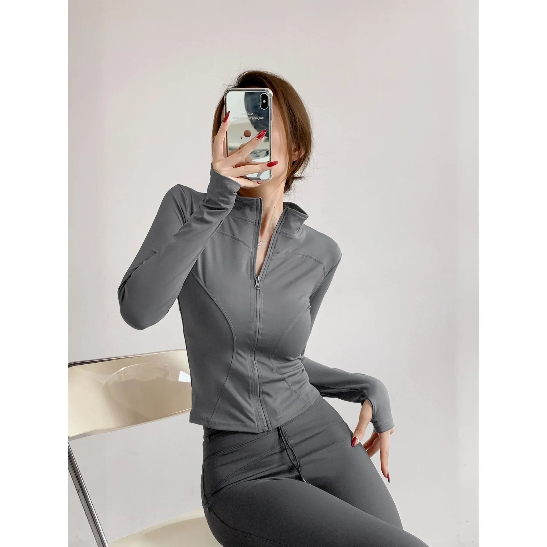 Sun Quick Drying Sports Coat Women's Tight Top Yoga Jacket Long Sleeve Zipper Jacket Running Fitness Women's Jacket S-3XL