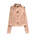 Quick Dry Stand Up Collar Fitness Jacket For Women Slim-Fit Zipper Yoga Wear Long Sleeve Breathable Running Sports Cycling Top