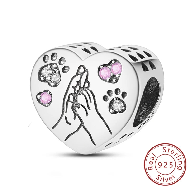 New 925 Sterling Silver Charm Beads Dog Cat Pets Pendant Fit Original Bracelet Necklace DIY Charm Jewelry Making