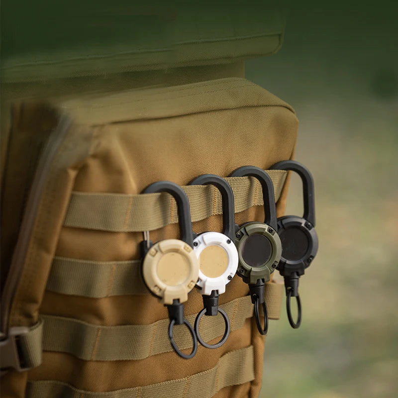 Heavy Duty Retractable Badge Reel Anti-theft Metal Easy-to-pull Buckle Rope Elastic Keychain Sporty Retractable Key Ring Tools