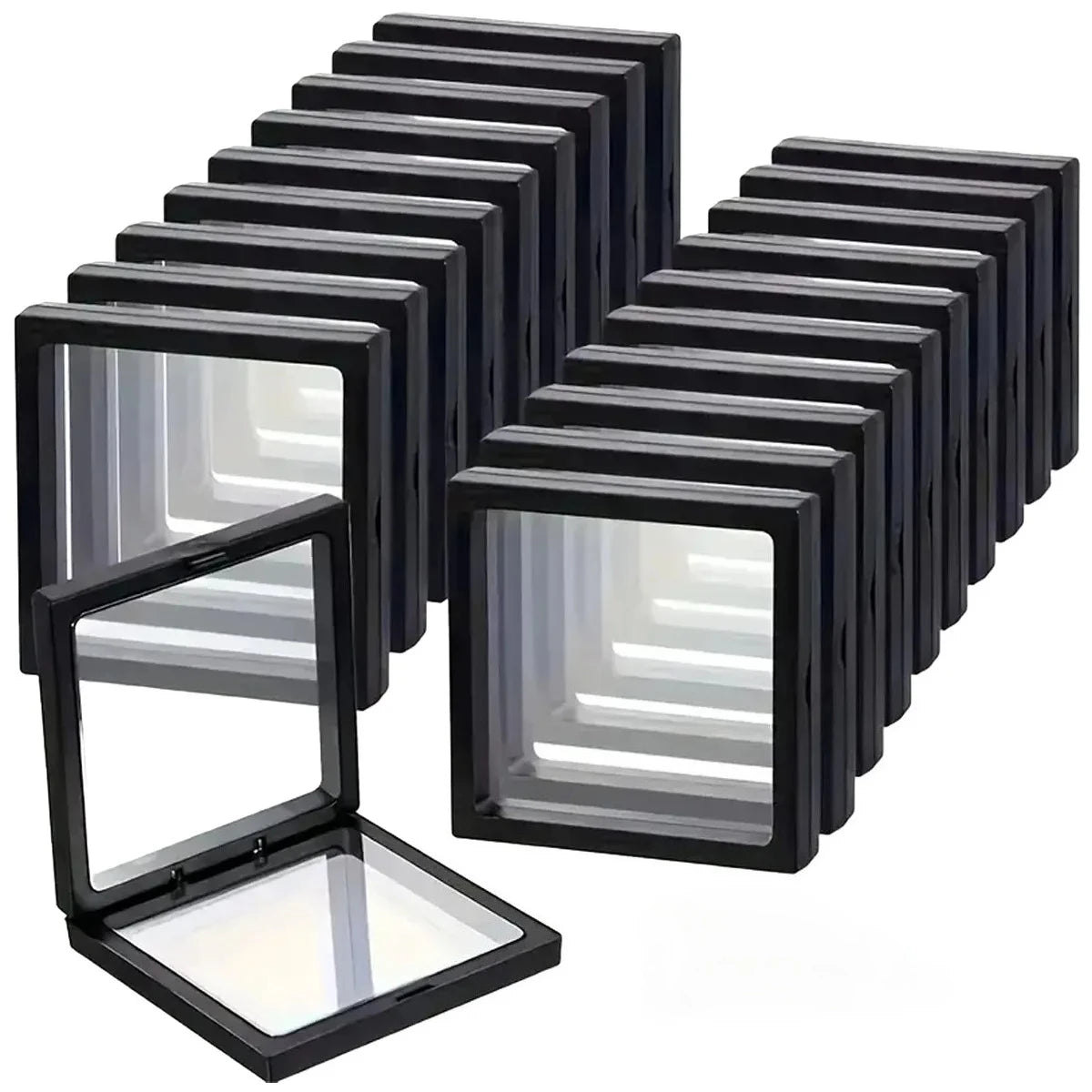 Transparent floating display box, plastic film jewelry packaging box, jewelry, necklace, ring, and collectible storage box