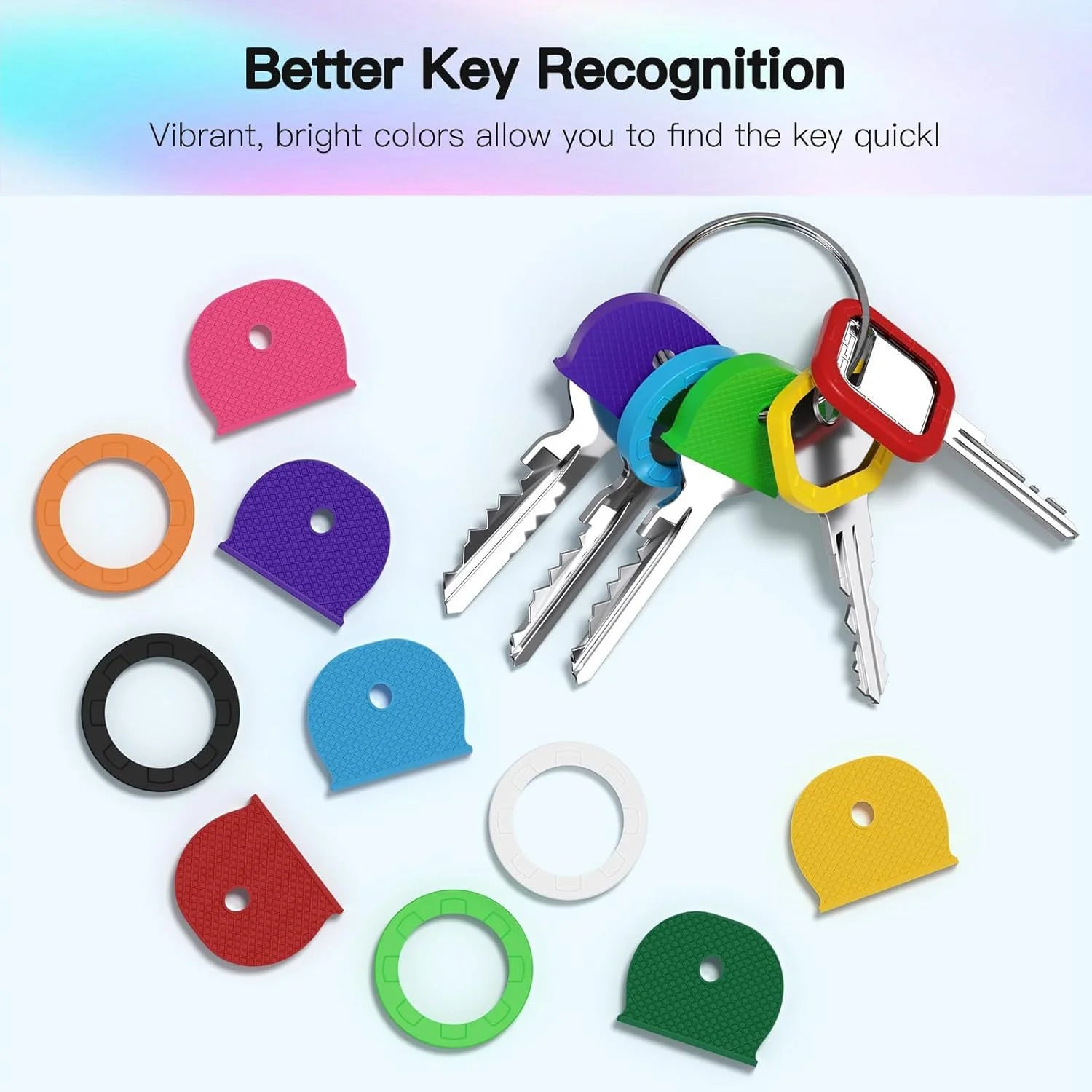 24/32Pcs Mixed Plastic Keys Caps Topper Elastic Case for DIY Keyring Rubber Head Caps Keys Locks Tags ID Markers