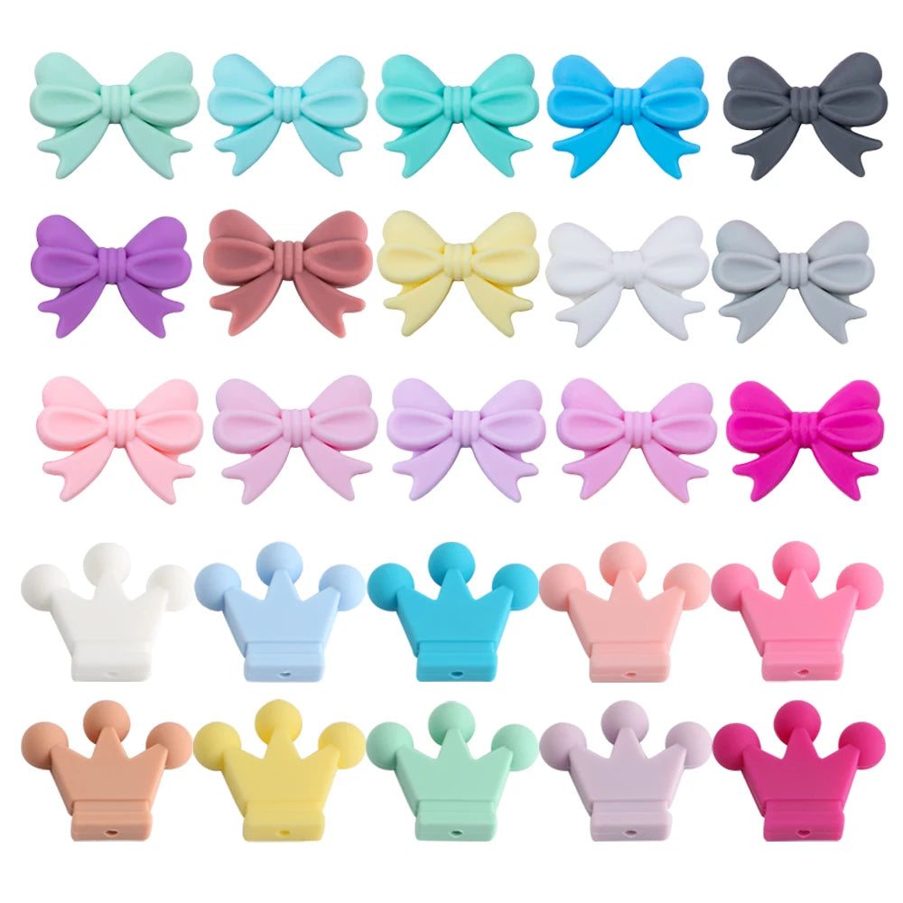 Kivoct 10pcs Crown Bowknot Silicon Beads Bow Tie Beads For Jewelry Making DIY DIY Necklace Necklace KeyChain Accessories