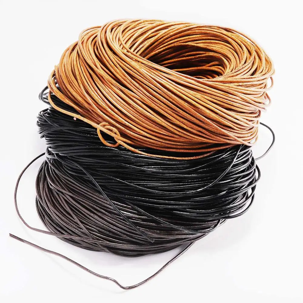 2/5 Meters/Lot 1-6mm Genuine Cow Leather Round Thong Cord DIY Bracelet Findings Rope String For Jewelry Making