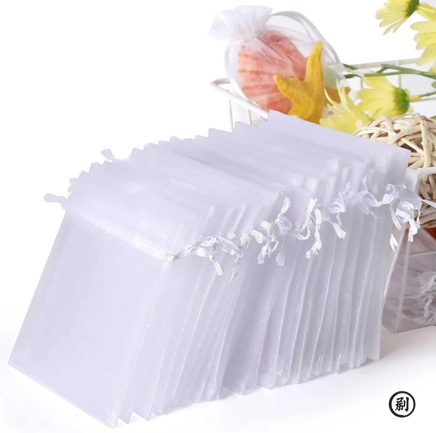 50PCS White Organza Bag Decorations 7 * 9cm or 9*12CM