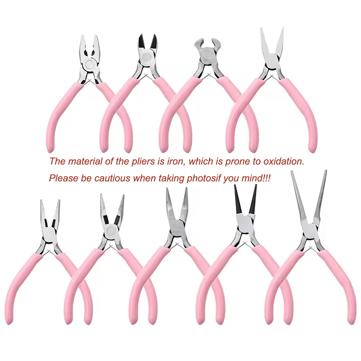 Cute Pink Color Handle Anti-slip Splicing and Fixing Jewelry Pliers Tools & Equipment Kit for DIY Jewelery Making Needlework