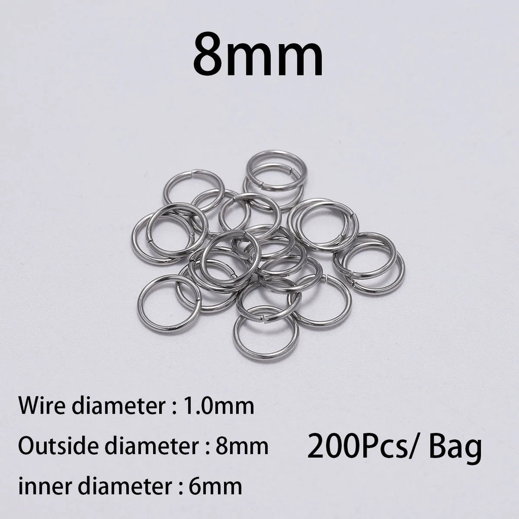 200Pcs 3-10mm Stainless Steel Split Ring Open Single Loops Jump Rings Connectors for DIY Jewelry Making Findings Accessories