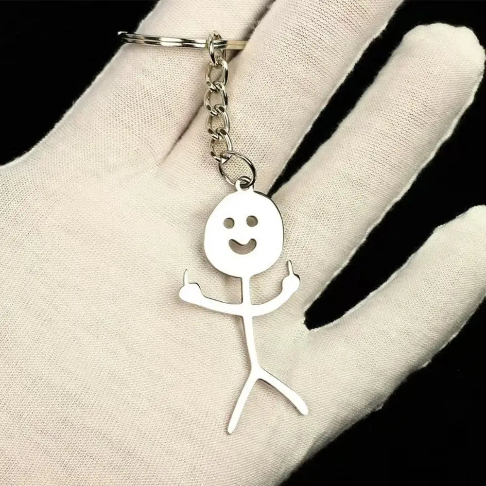 Funny Stainless Steel Funny Guy Key Chain Stickman Matching Heart Keychain Purse Bag Backpack Pendant Decoration