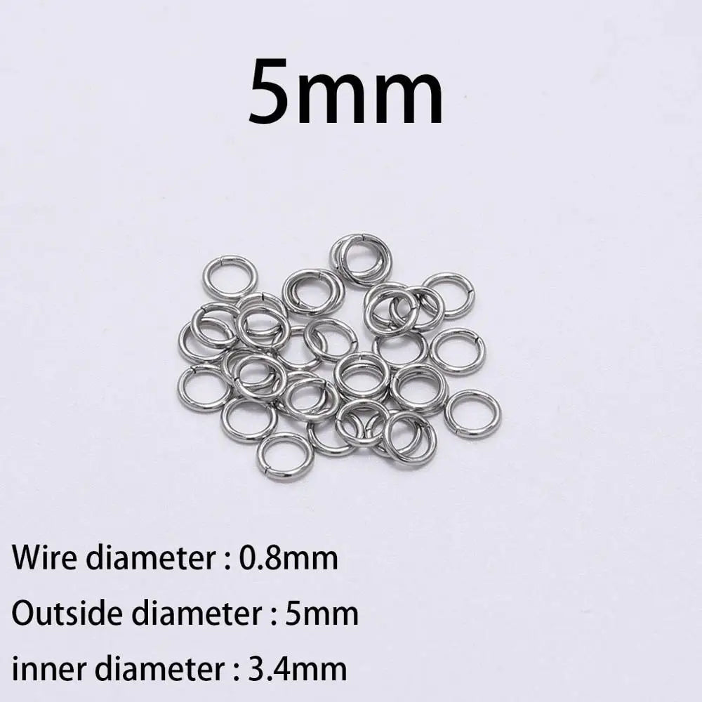 200Pcs 3-10mm Stainless Steel Split Ring Open Single Loops Jump Rings Connectors for DIY Jewelry Making Findings Accessories