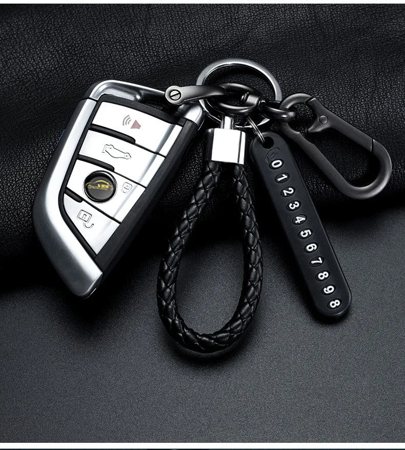 Mobile Phone Number Plate Woven Rope Car Key Anti-loss Phone DIY Pendant Men's and Women's 8-shaped Key Chain Key Chain