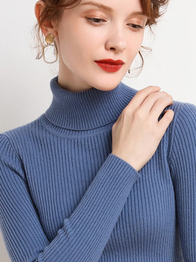 Turtleneck Sweater Womens 2025 Autumn Winter Tops Korean Slim Women Pullover Jumper Knitted Sweater Pull Femme Hiver Truien