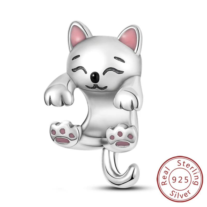 New 925 Sterling Silver Charm Beads Dog Cat Pets Pendant Fit Original Bracelet Necklace DIY Charm Jewelry Making