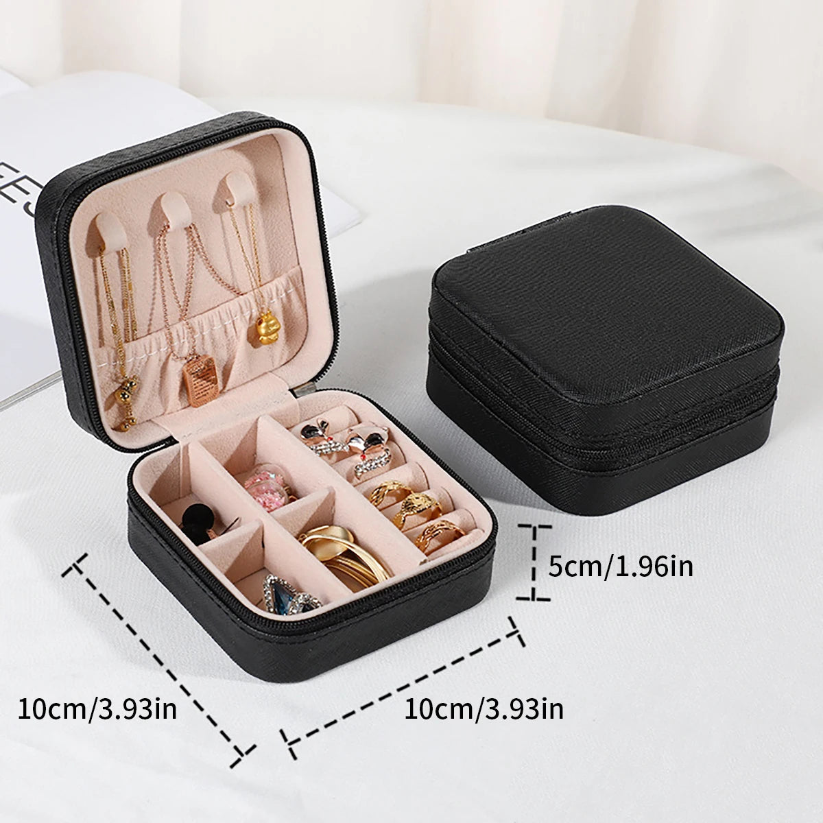 Wunionup Portable Mini Jewelry Travel Case PU Leather Organizer Box Jewelry Storage Holder for Girls Womens Earring, Necklace