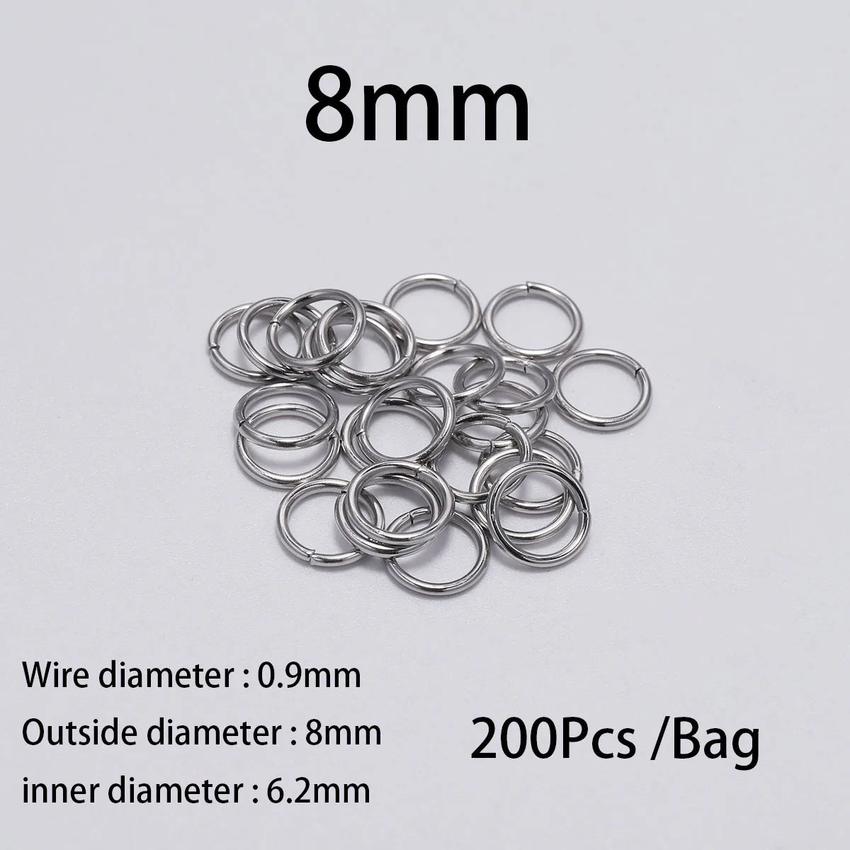200Pcs 3-10mm Stainless Steel Split Ring Open Single Loops Jump Rings Connectors for DIY Jewelry Making Findings Accessories