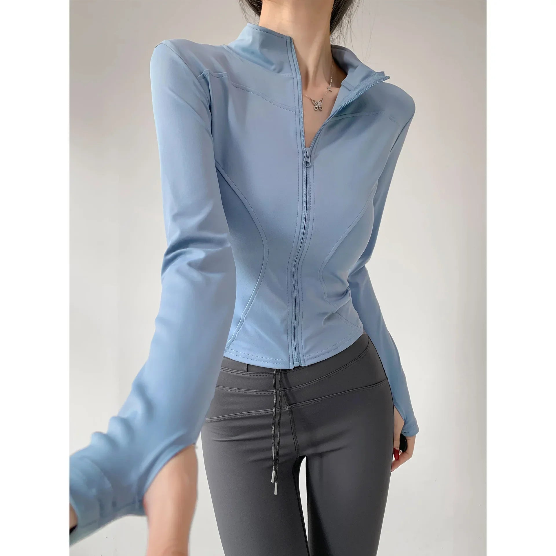 Sun Quick Drying Sports Coat Women's Tight Top Yoga Jacket Long Sleeve Zipper Jacket Running Fitness Women's Jacket S-3XL