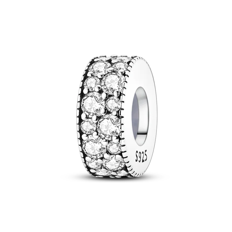 925 Sterling Silver Silicone Spacer Stopper Beads Charms Jewelry Fit Original 925 Bracelet For Women DIY Gift Party