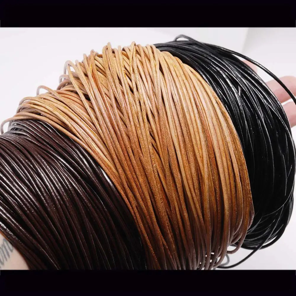 2/5 Meters/Lot 1-6mm Genuine Cow Leather Round Thong Cord DIY Bracelet Findings Rope String For Jewelry Making