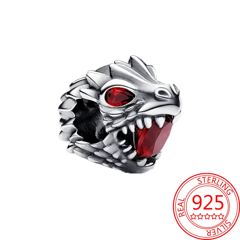 Game Theme 925 Sterling Silver Flying Dragon&Egg&Throne&Night Light Heart&Ice Fire Bead&Wolf Head&Magic Flower Monster Charm