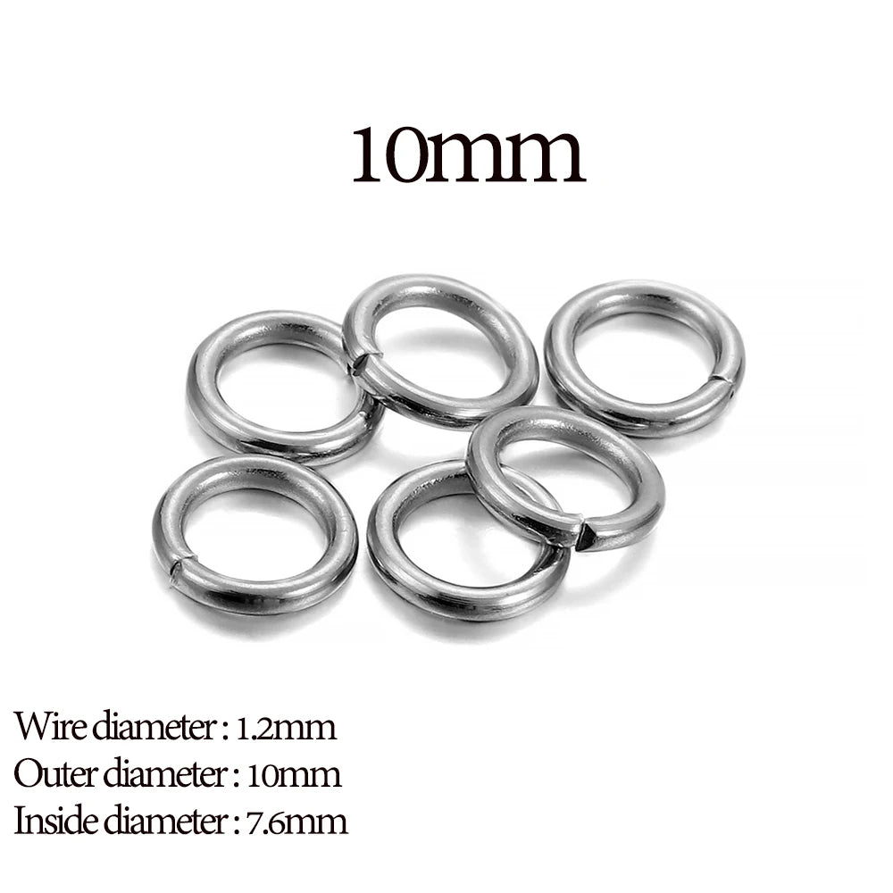 200Pcs 3-10mm Stainless Steel Split Ring Open Single Loops Jump Rings Connectors for DIY Jewelry Making Findings Accessories