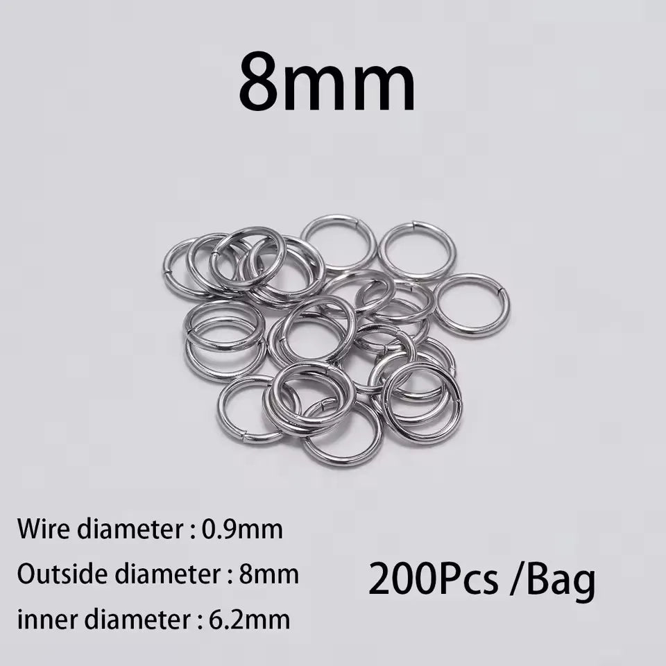 200Pcs 3-10mm Stainless Steel Split Ring Open Single Loops Jump Rings Connectors for DIY Jewelry Making Findings Accessories