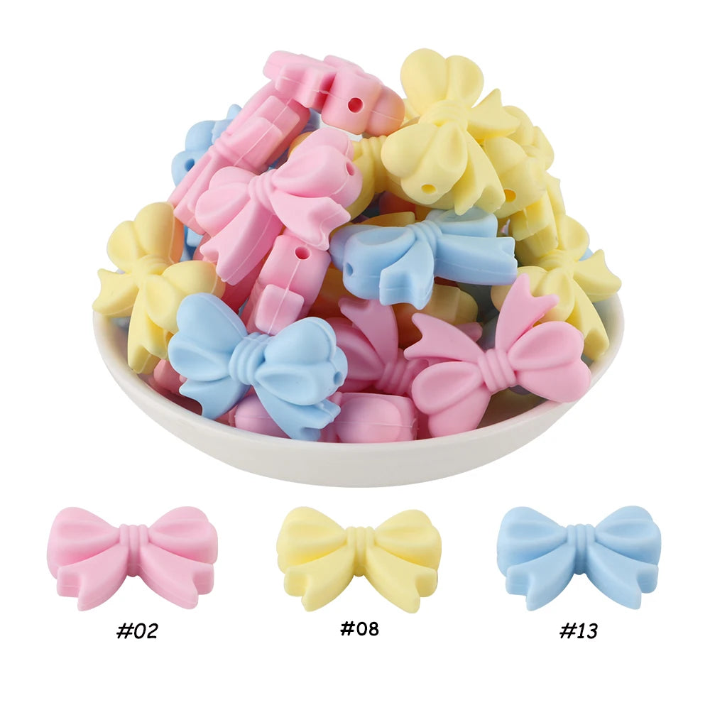 Kivoct 10pcs Crown Bowknot Silicon Beads Bow Tie Beads For Jewelry Making DIY DIY Necklace Necklace KeyChain Accessories