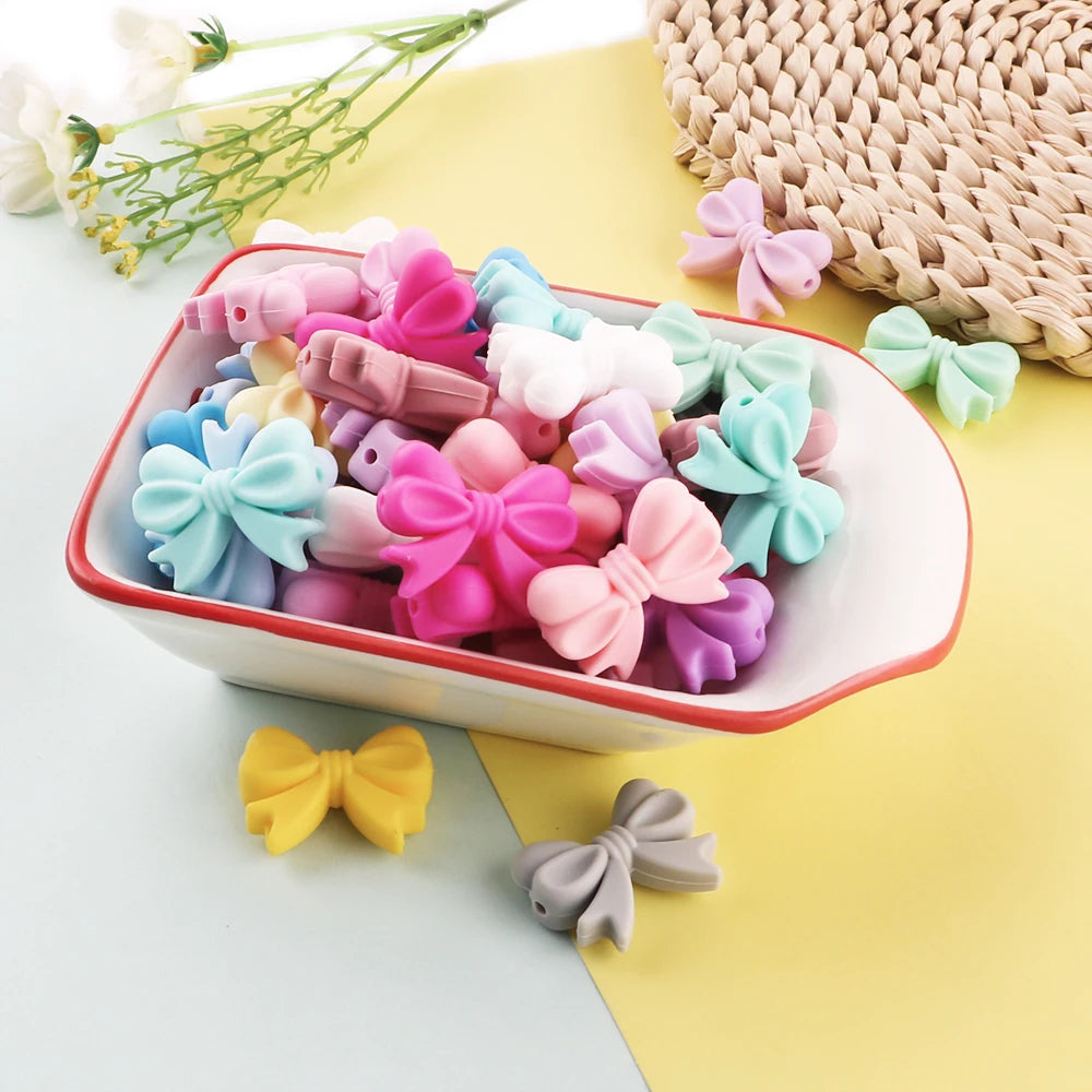 Kivoct 10pcs Crown Bowknot Silicon Beads Bow Tie Beads For Jewelry Making DIY DIY Necklace Necklace KeyChain Accessories